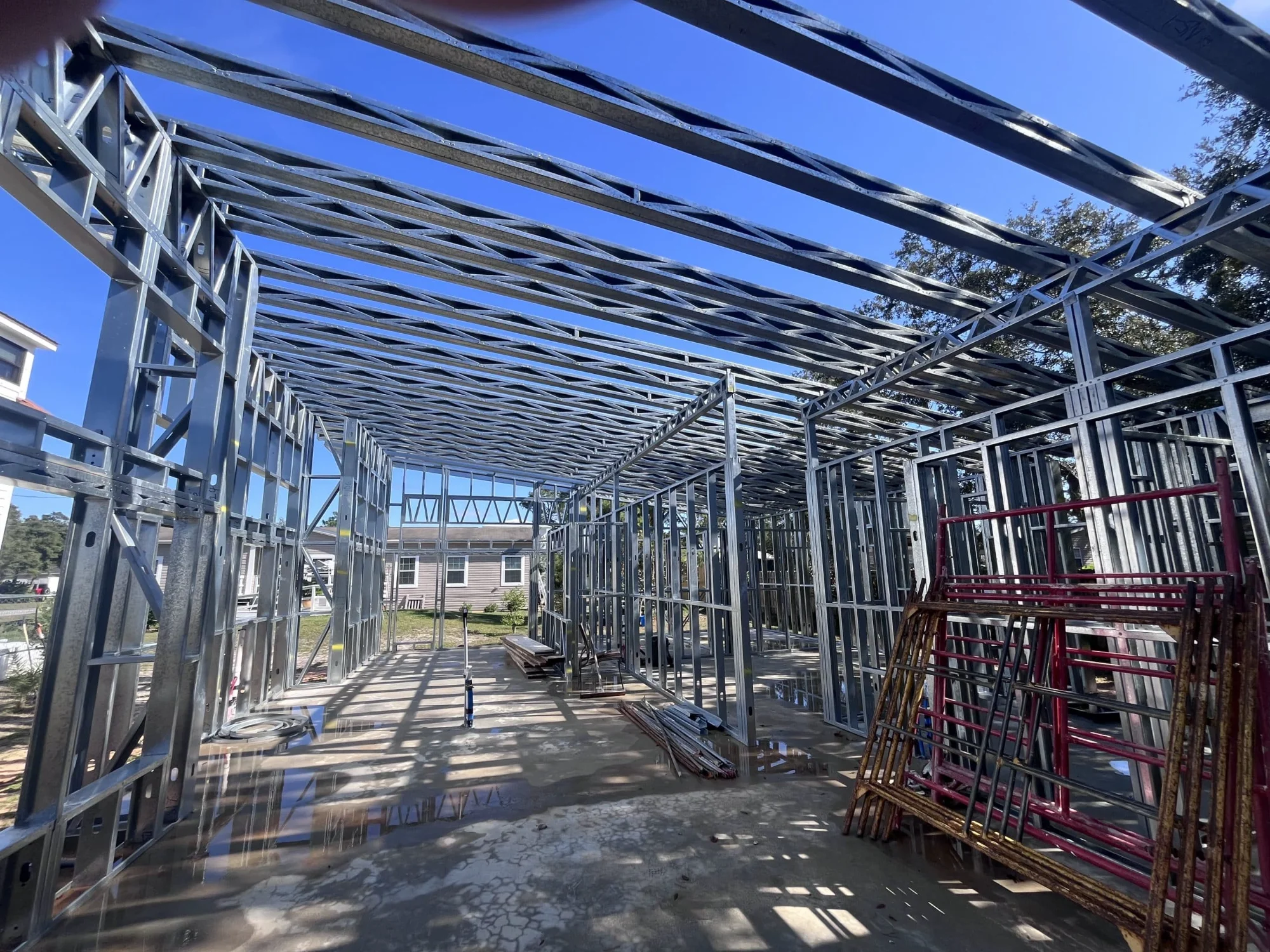 Interior steel wall and roof framing in Alabama