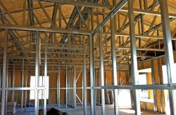 Barndominium interior framing in Alabama